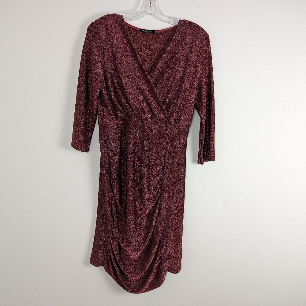 Elegant Vanessa Scott Italy Metallic Twist-Front Dress - Made in Italy Cocktail
